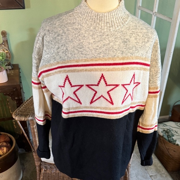 Lou & Grey Sweaters - Lou & Grey Gray, Black, and Cream Star Sweater
